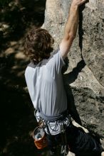 Andrew Dreher leading Lick the Window (5.10c), shot from the top of Ack! (5.11b, but using the crack for the start instead) that I top roped up with my camera on my back.  It was another long day of rock climbing at Seismic Wall on Austin's Barton Creek Greenbelt, Sunday, April 5, 2009.

Filename: SRM_20090405_13231823.jpg
Aperture: f/7.1
Shutter Speed: 1/500
Body: Canon EOS-1D Mark II
Lens: Canon EF 80-200mm f/2.8 L