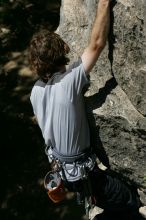 Andrew Dreher leading Lick the Window (5.10c), shot from the top of Ack! (5.11b, but using the crack for the start instead) that I top roped up with my camera on my back.  It was another long day of rock climbing at Seismic Wall on Austin's Barton Creek Greenbelt, Sunday, April 5, 2009.

Filename: SRM_20090405_13231824.jpg
Aperture: f/8.0
Shutter Speed: 1/500
Body: Canon EOS-1D Mark II
Lens: Canon EF 80-200mm f/2.8 L