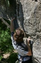 Andrew Dreher leading Lick the Window (5.10c), shot from the top of Ack! (5.11b, but using the crack for the start instead) that I top roped up with my camera on my back.  It was another long day of rock climbing at Seismic Wall on Austin's Barton Creek Greenbelt, Sunday, April 5, 2009.

Filename: SRM_20090405_13241136.jpg
Aperture: f/5.0
Shutter Speed: 1/500
Body: Canon EOS-1D Mark II
Lens: Canon EF 80-200mm f/2.8 L