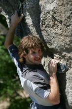 Andrew Dreher leading Lick the Window (5.10c), shot from the top of Ack! (5.11b, but using the crack for the start instead) that I top roped up with my camera on my back.  It was another long day of rock climbing at Seismic Wall on Austin's Barton Creek Greenbelt, Sunday, April 5, 2009.

Filename: SRM_20090405_13242242.jpg
Aperture: f/5.0
Shutter Speed: 1/500
Body: Canon EOS-1D Mark II
Lens: Canon EF 80-200mm f/2.8 L