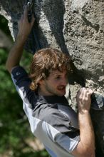 Andrew Dreher leading Lick the Window (5.10c), shot from the top of Ack! (5.11b, but using the crack for the start instead) that I top roped up with my camera on my back.  It was another long day of rock climbing at Seismic Wall on Austin's Barton Creek Greenbelt, Sunday, April 5, 2009.

Filename: SRM_20090405_13242344.jpg
Aperture: f/5.0
Shutter Speed: 1/500
Body: Canon EOS-1D Mark II
Lens: Canon EF 80-200mm f/2.8 L