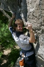 Andrew Dreher leading Lick the Window (5.10c), shot from the top of Ack! (5.11b, but using the crack for the start instead) that I top roped up with my camera on my back.  It was another long day of rock climbing at Seismic Wall on Austin's Barton Creek Greenbelt, Sunday, April 5, 2009.

Filename: SRM_20090405_13242748.jpg
Aperture: f/4.5
Shutter Speed: 1/500
Body: Canon EOS-1D Mark II
Lens: Canon EF 80-200mm f/2.8 L