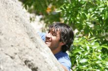 Javier Morales leading Nose Print on the Windshield (5.11c), shot from the top of Ack! (5.11b, but using the crack for the start instead) that I top roped up with my camera on my back.  It was another long day of rock climbing at Seismic Wall on Austin's Barton Creek Greenbelt, Sunday, April 5, 2009.

Filename: SRM_20090405_13320053.jpg
Aperture: f/6.3
Shutter Speed: 1/500
Body: Canon EOS-1D Mark II
Lens: Canon EF 80-200mm f/2.8 L