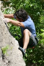 Javier Morales leading Nose Print on the Windshield (5.11c), shot from the top of Ack! (5.11b, but using the crack for the start instead) that I top roped up with my camera on my back.  It was another long day of rock climbing at Seismic Wall on Austin's Barton Creek Greenbelt, Sunday, April 5, 2009.

Filename: SRM_20090405_13342998.jpg
Aperture: f/8.0
Shutter Speed: 1/500
Body: Canon EOS-1D Mark II
Lens: Canon EF 80-200mm f/2.8 L