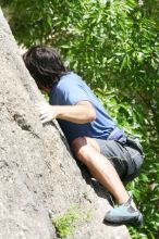 Javier Morales leading Nose Print on the Windshield (5.11c), shot from the top of Ack! (5.11b, but using the crack for the start instead) that I top roped up with my camera on my back.  It was another long day of rock climbing at Seismic Wall on Austin's Barton Creek Greenbelt, Sunday, April 5, 2009.

Filename: SRM_20090405_13371008.jpg
Aperture: f/6.3
Shutter Speed: 1/500
Body: Canon EOS-1D Mark II
Lens: Canon EF 80-200mm f/2.8 L