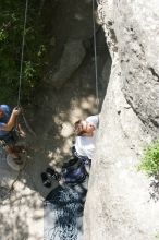 Me on the dyno while top roping Lick the Window (5.10c), shot (by Andrew Dreher) from the top of Ack! (5.11b, but using the crack for the start instead) that I top roped up with my camera on my back.  It was another long day of rock climbing at Seismic Wall on Austin's Barton Creek Greenbelt, Sunday, April 5, 2009.

Filename: SRM_20090405_14365827.jpg
Aperture: f/6.3
Shutter Speed: 1/500
Body: Canon EOS-1D Mark II
Lens: Canon EF 80-200mm f/2.8 L