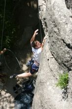 Me on the dyno while top roping Lick the Window (5.10c), shot (by Andrew Dreher) from the top of Ack! (5.11b, but using the crack for the start instead) that I top roped up with my camera on my back.  It was another long day of rock climbing at Seismic Wall on Austin's Barton Creek Greenbelt, Sunday, April 5, 2009.

Filename: SRM_20090405_14365931.jpg
Aperture: f/9.0
Shutter Speed: 1/500
Body: Canon EOS-1D Mark II
Lens: Canon EF 80-200mm f/2.8 L