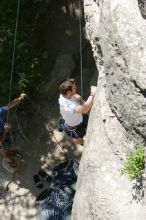 Me on the dyno while top roping Lick the Window (5.10c), shot (by Andrew Dreher) from the top of Ack! (5.11b, but using the crack for the start instead) that I top roped up with my camera on my back.  It was another long day of rock climbing at Seismic Wall on Austin's Barton Creek Greenbelt, Sunday, April 5, 2009.

Filename: SRM_20090405_14365933.jpg
Aperture: f/7.1
Shutter Speed: 1/500
Body: Canon EOS-1D Mark II
Lens: Canon EF 80-200mm f/2.8 L