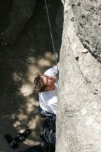 Me on the dyno while top roping Lick the Window (5.10c), shot (by Andrew Dreher) from the top of Ack! (5.11b, but using the crack for the start instead) that I top roped up with my camera on my back.  It was another long day of rock climbing at Seismic Wall on Austin's Barton Creek Greenbelt, Sunday, April 5, 2009.

Filename: SRM_20090405_14391435.jpg
Aperture: f/8.0
Shutter Speed: 1/500
Body: Canon EOS-1D Mark II
Lens: Canon EF 80-200mm f/2.8 L