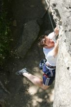 Me on the dyno while top roping Lick the Window (5.10c), shot (by Andrew Dreher) from the top of Ack! (5.11b, but using the crack for the start instead) that I top roped up with my camera on my back.  It was another long day of rock climbing at Seismic Wall on Austin's Barton Creek Greenbelt, Sunday, April 5, 2009.

Filename: SRM_20090405_14391638.jpg
Aperture: f/7.1
Shutter Speed: 1/500
Body: Canon EOS-1D Mark II
Lens: Canon EF 80-200mm f/2.8 L