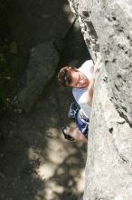 Me on the dyno while top roping Lick the Window (5.10c), shot (by Andrew Dreher) from the top of Ack! (5.11b, but using the crack for the start instead) that I top roped up with my camera on my back.  It was another long day of rock climbing at Seismic Wall on Austin's Barton Creek Greenbelt, Sunday, April 5, 2009.

Filename: SRM_20090405_14391640.jpg
Aperture: f/7.1
Shutter Speed: 1/500
Body: Canon EOS-1D Mark II
Lens: Canon EF 80-200mm f/2.8 L