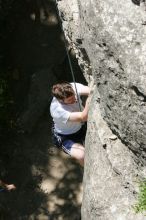 Me top roping Lick the Window (5.10c), shot (by Andrew Dreher) from the top of Ack! (5.11b, but using the crack for the start instead) that I top roped up with my camera on my back.  It was another long day of rock climbing at Seismic Wall on Austin's Barton Creek Greenbelt, Sunday, April 5, 2009.

Filename: SRM_20090405_14391942.jpg
Aperture: f/9.0
Shutter Speed: 1/500
Body: Canon EOS-1D Mark II
Lens: Canon EF 80-200mm f/2.8 L