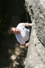 Me top roping Lick the Window (5.10c), shot (by Andrew Dreher) from the top of Ack! (5.11b, but using the crack for the start instead) that I top roped up with my camera on my back.  It was another long day of rock climbing at Seismic Wall on Austin's Barton Creek Greenbelt, Sunday, April 5, 2009.

Filename: SRM_20090405_14393344.jpg
Aperture: f/9.0
Shutter Speed: 1/500
Body: Canon EOS-1D Mark II
Lens: Canon EF 80-200mm f/2.8 L