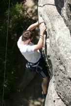 Me top roping Lick the Window (5.10c), shot (by Andrew Dreher) from the top of Ack! (5.11b, but using the crack for the start instead) that I top roped up with my camera on my back.  It was another long day of rock climbing at Seismic Wall on Austin's Barton Creek Greenbelt, Sunday, April 5, 2009.

Filename: SRM_20090405_14400551.jpg
Aperture: f/9.0
Shutter Speed: 1/500
Body: Canon EOS-1D Mark II
Lens: Canon EF 80-200mm f/2.8 L