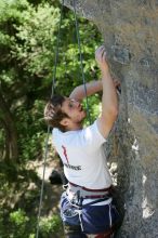 Me top roping Lick the Window (5.10c), shot (by Andrew Dreher) from the top of Ack! (5.11b, but using the crack for the start instead) that I top roped up with my camera on my back.  It was another long day of rock climbing at Seismic Wall on Austin's Barton Creek Greenbelt, Sunday, April 5, 2009.

Filename: SRM_20090405_14420165.jpg
Aperture: f/5.0
Shutter Speed: 1/500
Body: Canon EOS-1D Mark II
Lens: Canon EF 80-200mm f/2.8 L