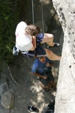 Me top roping Lick the Window (5.10c), shot (by Andrew Dreher) from the top of Ack! (5.11b, but using the crack for the start instead) that I top roped up with my camera on my back.  It was another long day of rock climbing at Seismic Wall on Austin's Barton Creek Greenbelt, Sunday, April 5, 2009.

Filename: SRM_20090405_14432574.jpg
Aperture: f/5.6
Shutter Speed: 1/500
Body: Canon EOS-1D Mark II
Lens: Canon EF 80-200mm f/2.8 L