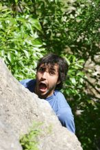 Javier Morales leading Nose Print on the Windshield (5.11c), shot from the top of Ack! (5.11b, but using the crack for the start instead) that I top roped up with my camera on my back.  It was another long day of rock climbing at Seismic Wall on Austin's Barton Creek Greenbelt, Sunday, April 5, 2009.

Filename: SRM_20090405_14554081.jpg
Aperture: f/8.0
Shutter Speed: 1/500
Body: Canon EOS-1D Mark II
Lens: Canon EF 80-200mm f/2.8 L