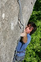 Javier Morales top rope climbing She's No Dog, She's My Wife (5.11b), shot from the top of Ack! (5.11b, but using the crack for the start instead) that I top roped up with my camera on my back.  It was another long day of rock climbing at Seismic Wall on Austin's Barton Creek Greenbelt, Sunday, April 5, 2009.

Filename: SRM_20090405_16172404.jpg
Aperture: f/13.0
Shutter Speed: 1/500
Body: Canon EOS-1D Mark II
Lens: Canon EF 80-200mm f/2.8 L