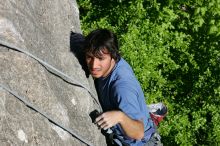 Javier Morales top rope climbing She's No Dog, She's My Wife (5.11b), shot from the top of Ack! (5.11b, but using the crack for the start instead) that I top roped up with my camera on my back.  It was another long day of rock climbing at Seismic Wall on Austin's Barton Creek Greenbelt, Sunday, April 5, 2009.

Filename: SRM_20090405_16482251.jpg
Aperture: f/9.0
Shutter Speed: 1/500
Body: Canon EOS-1D Mark II
Lens: Canon EF 80-200mm f/2.8 L