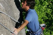 Javier Morales top rope climbing She's No Dog, She's My Wife (5.11b), shot from the top of Ack! (5.11b, but using the crack for the start instead) that I top roped up with my camera on my back.  It was another long day of rock climbing at Seismic Wall on Austin's Barton Creek Greenbelt, Sunday, April 5, 2009.

Filename: SRM_20090405_16482453.jpg
Aperture: f/10.0
Shutter Speed: 1/500
Body: Canon EOS-1D Mark II
Lens: Canon EF 80-200mm f/2.8 L