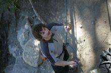 Andrew Dreher getting ready to belay me on top rope up Lick the Window (5.10c), shot by Javier Morales from the top of Ack! (5.11b, but using the crack for the start instead) that I top roped up with my camera on my back.  It was another long day of rock climbing at Seismic Wall on Austin's Barton Creek Greenbelt, Sunday, April 5, 2009.

Filename: SRM_20090405_17142978.jpg
Aperture: f/2.8
Shutter Speed: 1/400
Body: Canon EOS-1D Mark II
Lens: Canon EF 80-200mm f/2.8 L