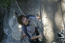 Andrew Dreher getting ready to belay me on top rope up Lick the Window (5.10c), shot by Javier Morales from the top of Ack! (5.11b, but using the crack for the start instead) that I top roped up with my camera on my back.  It was another long day of rock climbing at Seismic Wall on Austin's Barton Creek Greenbelt, Sunday, April 5, 2009.

Filename: SRM_20090405_17142979.jpg
Aperture: f/2.8
Shutter Speed: 1/400
Body: Canon EOS-1D Mark II
Lens: Canon EF 80-200mm f/2.8 L