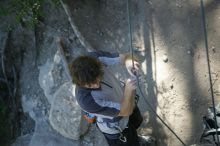 Andrew Dreher getting ready to belay me on top rope up Lick the Window (5.10c), shot by Javier Morales from the top of Ack! (5.11b, but using the crack for the start instead) that I top roped up with my camera on my back.  It was another long day of rock climbing at Seismic Wall on Austin's Barton Creek Greenbelt, Sunday, April 5, 2009.

Filename: SRM_20090405_17143180.jpg
Aperture: f/2.8
Shutter Speed: 1/400
Body: Canon EOS-1D Mark II
Lens: Canon EF 80-200mm f/2.8 L