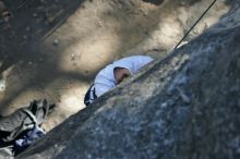 Me top roping Lick the Window (5.10c), shot by Javier Morales from the top of Ack! (5.11b, but using the crack for the start instead) that I top roped up with my camera on my back.  It was another long day of rock climbing at Seismic Wall on Austin's Barton Creek Greenbelt, Sunday, April 5, 2009.

Filename: SRM_20090405_17180297.jpg
Aperture: f/3.5
Shutter Speed: 1/400
Body: Canon EOS-1D Mark II
Lens: Canon EF 80-200mm f/2.8 L