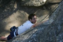 Me top roping Lick the Window (5.10c), shot by Javier Morales from the top of Ack! (5.11b, but using the crack for the start instead) that I top roped up with my camera on my back.  It was another long day of rock climbing at Seismic Wall on Austin's Barton Creek Greenbelt, Sunday, April 5, 2009.

Filename: SRM_20090405_17181502.jpg
Aperture: f/3.5
Shutter Speed: 1/400
Body: Canon EOS-1D Mark II
Lens: Canon EF 80-200mm f/2.8 L