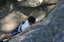 Me top roping Lick the Window (5.10c), shot by Javier Morales from the top of Ack! (5.11b, but using the crack for the start instead) that I top roped up with my camera on my back.  It was another long day of rock climbing at Seismic Wall on Austin's Barton Creek Greenbelt, Sunday, April 5, 2009.

Filename: SRM_20090405_17181715.jpg
Aperture: f/3.2
Shutter Speed: 1/400
Body: Canon EOS-1D Mark II
Lens: Canon EF 80-200mm f/2.8 L