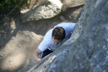 Me top roping Lick the Window (5.10c), shot by Javier Morales from the top of Ack! (5.11b, but using the crack for the start instead) that I top roped up with my camera on my back.  It was another long day of rock climbing at Seismic Wall on Austin's Barton Creek Greenbelt, Sunday, April 5, 2009.

Filename: SRM_20090405_17183531.jpg
Aperture: f/2.8
Shutter Speed: 1/400
Body: Canon EOS-1D Mark II
Lens: Canon EF 80-200mm f/2.8 L