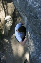 Me top roping Lick the Window (5.10c), shot by Javier Morales from the top of Ack! (5.11b, but using the crack for the start instead) that I top roped up with my camera on my back.  It was another long day of rock climbing at Seismic Wall on Austin's Barton Creek Greenbelt, Sunday, April 5, 2009.

Filename: SRM_20090405_17185242.jpg
Aperture: f/3.5
Shutter Speed: 1/400
Body: Canon EOS-1D Mark II
Lens: Canon EF 80-200mm f/2.8 L