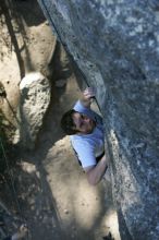 Me top roping Lick the Window (5.10c), shot by Javier Morales from the top of Ack! (5.11b, but using the crack for the start instead) that I top roped up with my camera on my back.  It was another long day of rock climbing at Seismic Wall on Austin's Barton Creek Greenbelt, Sunday, April 5, 2009.

Filename: SRM_20090405_17185849.jpg
Aperture: f/3.5
Shutter Speed: 1/400
Body: Canon EOS-1D Mark II
Lens: Canon EF 80-200mm f/2.8 L