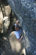 Me top roping Lick the Window (5.10c), shot by Javier Morales from the top of Ack! (5.11b, but using the crack for the start instead) that I top roped up with my camera on my back.  It was another long day of rock climbing at Seismic Wall on Austin's Barton Creek Greenbelt, Sunday, April 5, 2009.

Filename: SRM_20090405_17185850.jpg
Aperture: f/3.5
Shutter Speed: 1/400
Body: Canon EOS-1D Mark II
Lens: Canon EF 80-200mm f/2.8 L