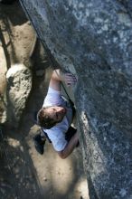 Me top roping Lick the Window (5.10c), shot by Javier Morales from the top of Ack! (5.11b, but using the crack for the start instead) that I top roped up with my camera on my back.  It was another long day of rock climbing at Seismic Wall on Austin's Barton Creek Greenbelt, Sunday, April 5, 2009.

Filename: SRM_20090405_17185957.jpg
Aperture: f/3.5
Shutter Speed: 1/400
Body: Canon EOS-1D Mark II
Lens: Canon EF 80-200mm f/2.8 L