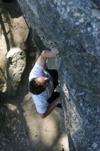 Me top roping Lick the Window (5.10c), shot by Javier Morales from the top of Ack! (5.11b, but using the crack for the start instead) that I top roped up with my camera on my back.  It was another long day of rock climbing at Seismic Wall on Austin's Barton Creek Greenbelt, Sunday, April 5, 2009.

Filename: SRM_20090405_17190059.jpg
Aperture: f/3.5
Shutter Speed: 1/400
Body: Canon EOS-1D Mark II
Lens: Canon EF 80-200mm f/2.8 L