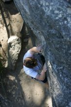 Me top roping Lick the Window (5.10c), shot by Javier Morales from the top of Ack! (5.11b, but using the crack for the start instead) that I top roped up with my camera on my back.  It was another long day of rock climbing at Seismic Wall on Austin's Barton Creek Greenbelt, Sunday, April 5, 2009.

Filename: SRM_20090405_17190160.jpg
Aperture: f/3.5
Shutter Speed: 1/400
Body: Canon EOS-1D Mark II
Lens: Canon EF 80-200mm f/2.8 L