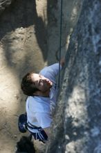 Me top roping Lick the Window (5.10c), shot by Javier Morales from the top of Ack! (5.11b, but using the crack for the start instead) that I top roped up with my camera on my back.  It was another long day of rock climbing at Seismic Wall on Austin's Barton Creek Greenbelt, Sunday, April 5, 2009.

Filename: SRM_20090405_17241018.jpg
Aperture: f/5.0
Shutter Speed: 1/320
Body: Canon EOS-1D Mark II
Lens: Canon EF 80-200mm f/2.8 L