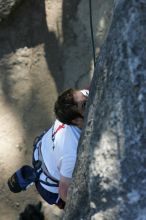 Me top roping Lick the Window (5.10c), shot by Javier Morales from the top of Ack! (5.11b, but using the crack for the start instead) that I top roped up with my camera on my back.  It was another long day of rock climbing at Seismic Wall on Austin's Barton Creek Greenbelt, Sunday, April 5, 2009.

Filename: SRM_20090405_17241119.jpg
Aperture: f/5.0
Shutter Speed: 1/320
Body: Canon EOS-1D Mark II
Lens: Canon EF 80-200mm f/2.8 L