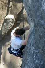 Me top roping Lick the Window (5.10c), shot by Javier Morales from the top of Ack! (5.11b, but using the crack for the start instead) that I top roped up with my camera on my back.  It was another long day of rock climbing at Seismic Wall on Austin's Barton Creek Greenbelt, Sunday, April 5, 2009.

Filename: SRM_20090405_17261044.jpg
Aperture: f/4.5
Shutter Speed: 1/320
Body: Canon EOS-1D Mark II
Lens: Canon EF 80-200mm f/2.8 L