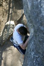 Me top roping Lick the Window (5.10c), shot by Javier Morales from the top of Ack! (5.11b, but using the crack for the start instead) that I top roped up with my camera on my back.  It was another long day of rock climbing at Seismic Wall on Austin's Barton Creek Greenbelt, Sunday, April 5, 2009.

Filename: SRM_20090405_17261247.jpg
Aperture: f/4.5
Shutter Speed: 1/320
Body: Canon EOS-1D Mark II
Lens: Canon EF 80-200mm f/2.8 L