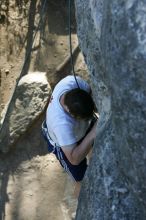 Me top roping Lick the Window (5.10c), shot by Javier Morales from the top of Ack! (5.11b, but using the crack for the start instead) that I top roped up with my camera on my back.  It was another long day of rock climbing at Seismic Wall on Austin's Barton Creek Greenbelt, Sunday, April 5, 2009.

Filename: SRM_20090405_17261248.jpg
Aperture: f/5.0
Shutter Speed: 1/320
Body: Canon EOS-1D Mark II
Lens: Canon EF 80-200mm f/2.8 L