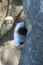 Me top roping Lick the Window (5.10c), shot by Javier Morales from the top of Ack! (5.11b, but using the crack for the start instead) that I top roped up with my camera on my back.  It was another long day of rock climbing at Seismic Wall on Austin's Barton Creek Greenbelt, Sunday, April 5, 2009.

Filename: SRM_20090405_17261751.jpg
Aperture: f/4.0
Shutter Speed: 1/320
Body: Canon EOS-1D Mark II
Lens: Canon EF 80-200mm f/2.8 L