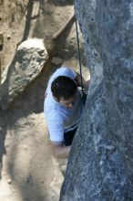 Me top roping Lick the Window (5.10c), shot by Javier Morales from the top of Ack! (5.11b, but using the crack for the start instead) that I top roped up with my camera on my back.  It was another long day of rock climbing at Seismic Wall on Austin's Barton Creek Greenbelt, Sunday, April 5, 2009.

Filename: SRM_20090405_17261953.jpg
Aperture: f/4.5
Shutter Speed: 1/320
Body: Canon EOS-1D Mark II
Lens: Canon EF 80-200mm f/2.8 L