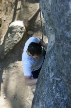 Me top roping Lick the Window (5.10c), shot by Javier Morales from the top of Ack! (5.11b, but using the crack for the start instead) that I top roped up with my camera on my back.  It was another long day of rock climbing at Seismic Wall on Austin's Barton Creek Greenbelt, Sunday, April 5, 2009.

Filename: SRM_20090405_17261955.jpg
Aperture: f/4.5
Shutter Speed: 1/320
Body: Canon EOS-1D Mark II
Lens: Canon EF 80-200mm f/2.8 L