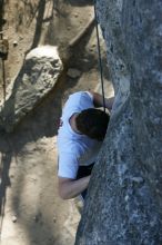 Me top roping Lick the Window (5.10c), shot by Javier Morales from the top of Ack! (5.11b, but using the crack for the start instead) that I top roped up with my camera on my back.  It was another long day of rock climbing at Seismic Wall on Austin's Barton Creek Greenbelt, Sunday, April 5, 2009.

Filename: SRM_20090405_17262056.jpg
Aperture: f/5.0
Shutter Speed: 1/320
Body: Canon EOS-1D Mark II
Lens: Canon EF 80-200mm f/2.8 L