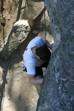 Me top roping Lick the Window (5.10c), shot by Javier Morales from the top of Ack! (5.11b, but using the crack for the start instead) that I top roped up with my camera on my back.  It was another long day of rock climbing at Seismic Wall on Austin's Barton Creek Greenbelt, Sunday, April 5, 2009.

Filename: SRM_20090405_17262358.jpg
Aperture: f/5.0
Shutter Speed: 1/320
Body: Canon EOS-1D Mark II
Lens: Canon EF 80-200mm f/2.8 L