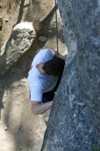 Me top roping Lick the Window (5.10c), shot by Javier Morales from the top of Ack! (5.11b, but using the crack for the start instead) that I top roped up with my camera on my back.  It was another long day of rock climbing at Seismic Wall on Austin's Barton Creek Greenbelt, Sunday, April 5, 2009.

Filename: SRM_20090405_17262461.jpg
Aperture: f/4.5
Shutter Speed: 1/320
Body: Canon EOS-1D Mark II
Lens: Canon EF 80-200mm f/2.8 L