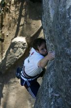 Me top roping Lick the Window (5.10c), shot by Javier Morales from the top of Ack! (5.11b, but using the crack for the start instead) that I top roped up with my camera on my back.  It was another long day of rock climbing at Seismic Wall on Austin's Barton Creek Greenbelt, Sunday, April 5, 2009.

Filename: SRM_20090405_17263171.jpg
Aperture: f/5.0
Shutter Speed: 1/320
Body: Canon EOS-1D Mark II
Lens: Canon EF 80-200mm f/2.8 L