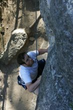 Me top roping Lick the Window (5.10c), shot by Javier Morales from the top of Ack! (5.11b, but using the crack for the start instead) that I top roped up with my camera on my back.  It was another long day of rock climbing at Seismic Wall on Austin's Barton Creek Greenbelt, Sunday, April 5, 2009.

Filename: SRM_20090405_17264879.jpg
Aperture: f/5.0
Shutter Speed: 1/320
Body: Canon EOS-1D Mark II
Lens: Canon EF 80-200mm f/2.8 L